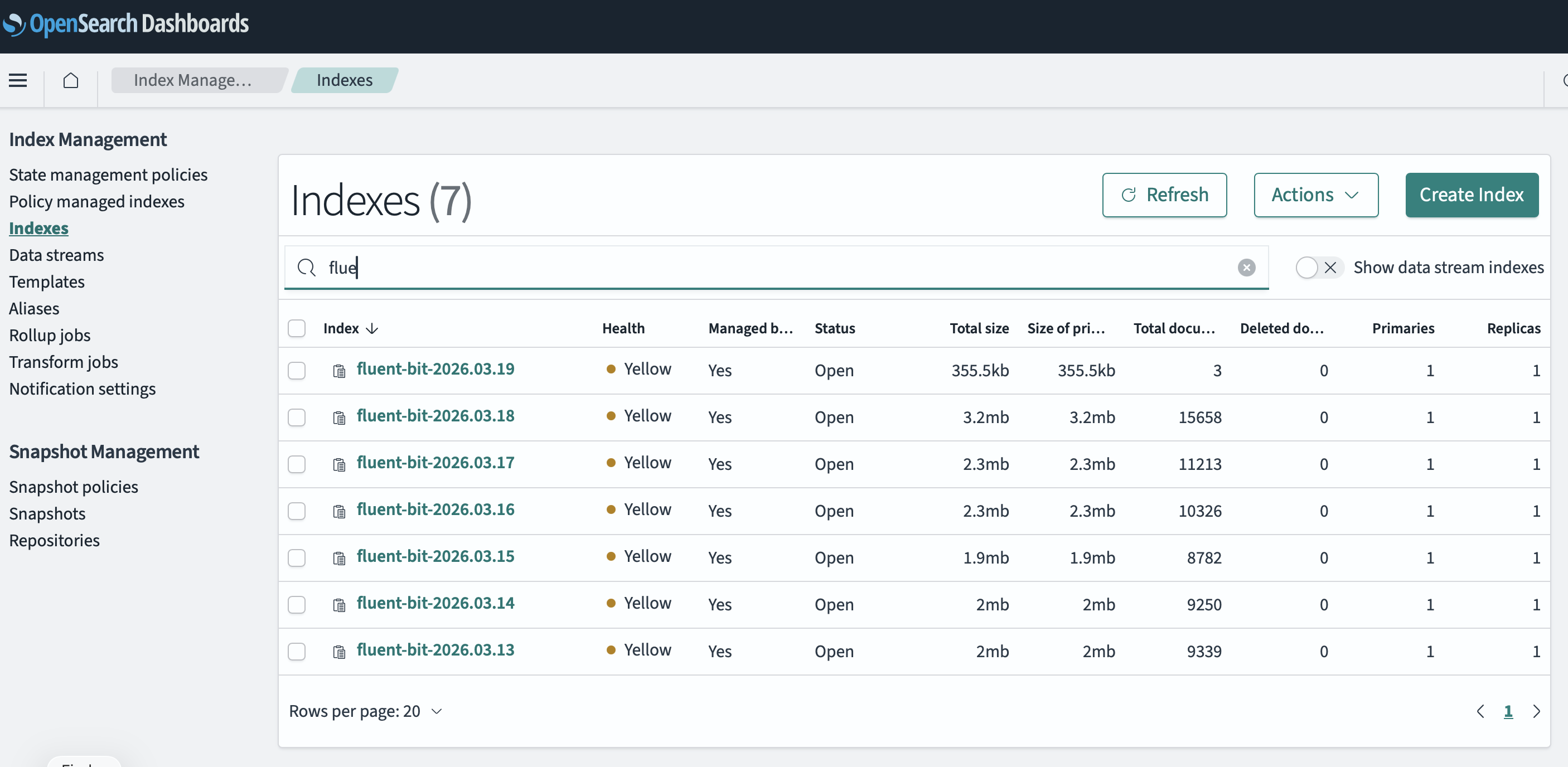 OpenSearch Dashboards Index Pattern